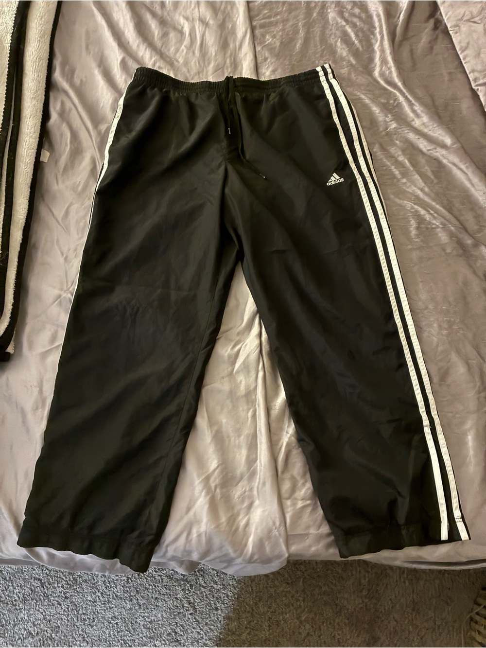 Adidas Black Track Pants with White Side Stripes